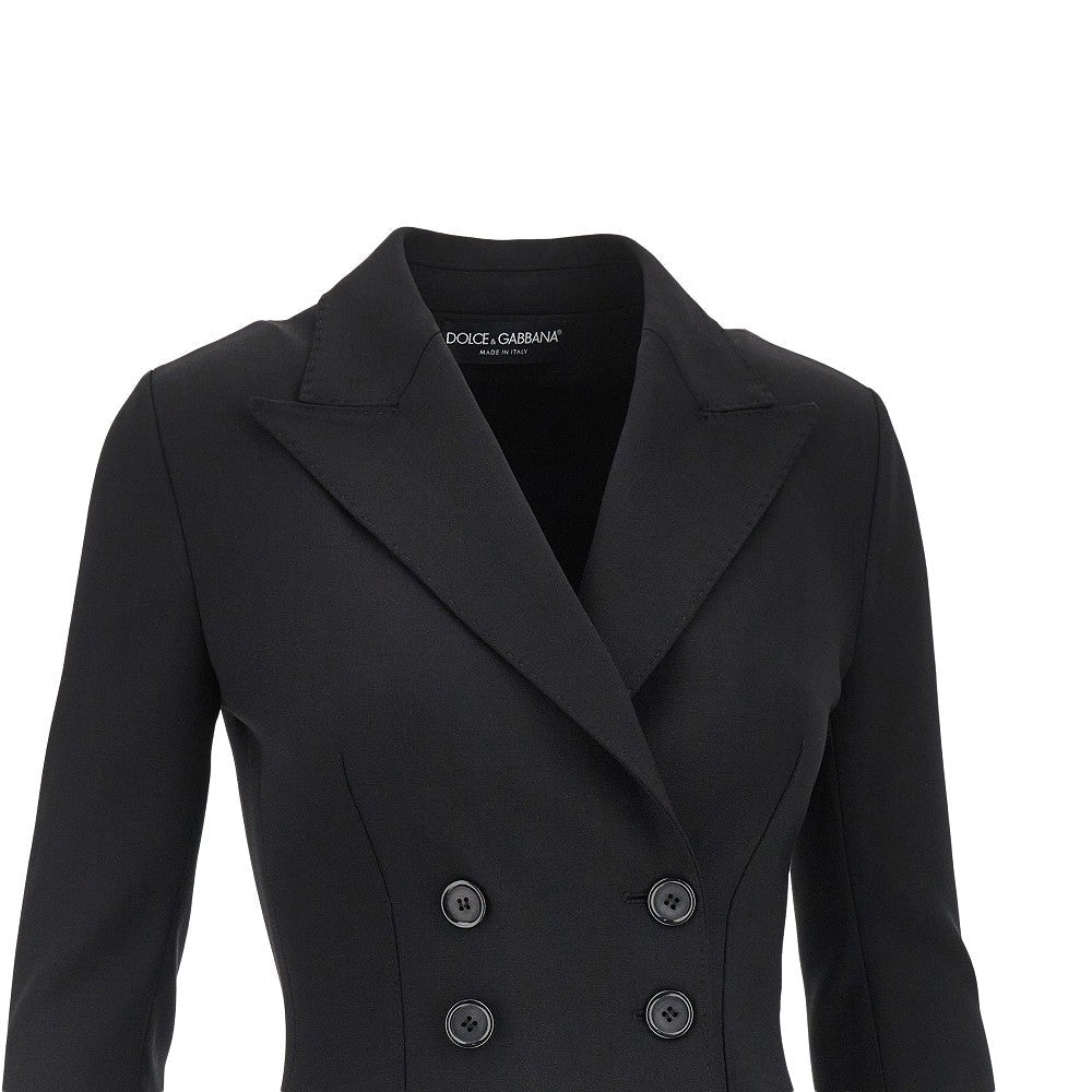 stretch wool fitted double-breasted jacket
