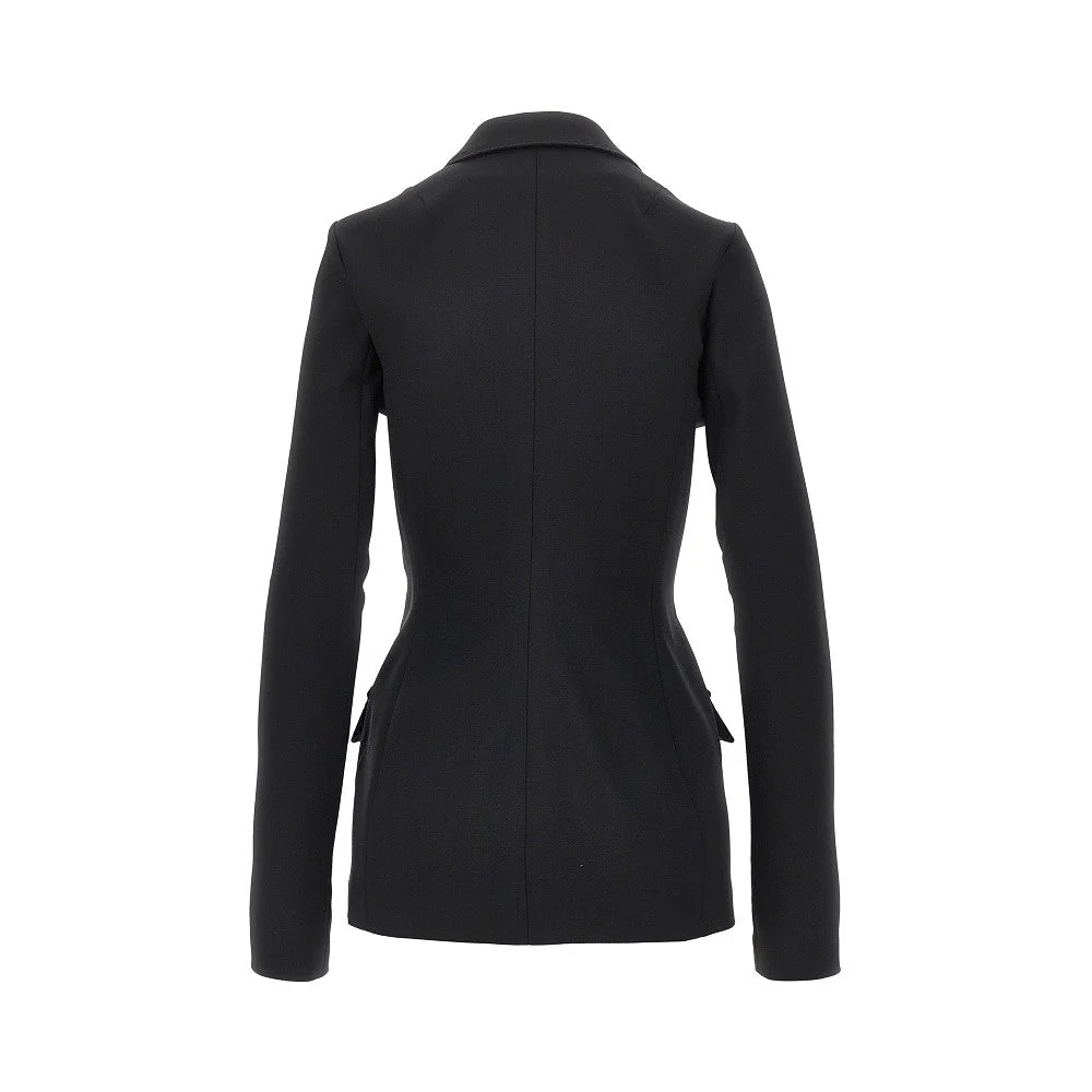 stretch wool fitted double-breasted jacket