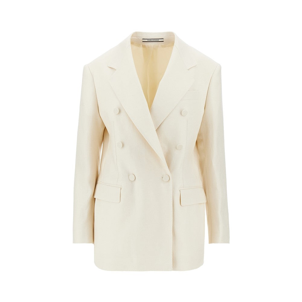 TAGLIATORE 44 double-breasted linen twill jacket
