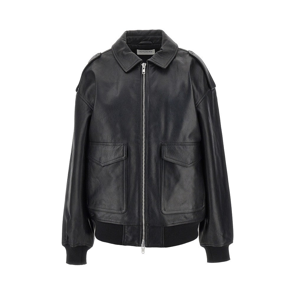 THE FRANKIE SHOP M viper leather bomber jacket