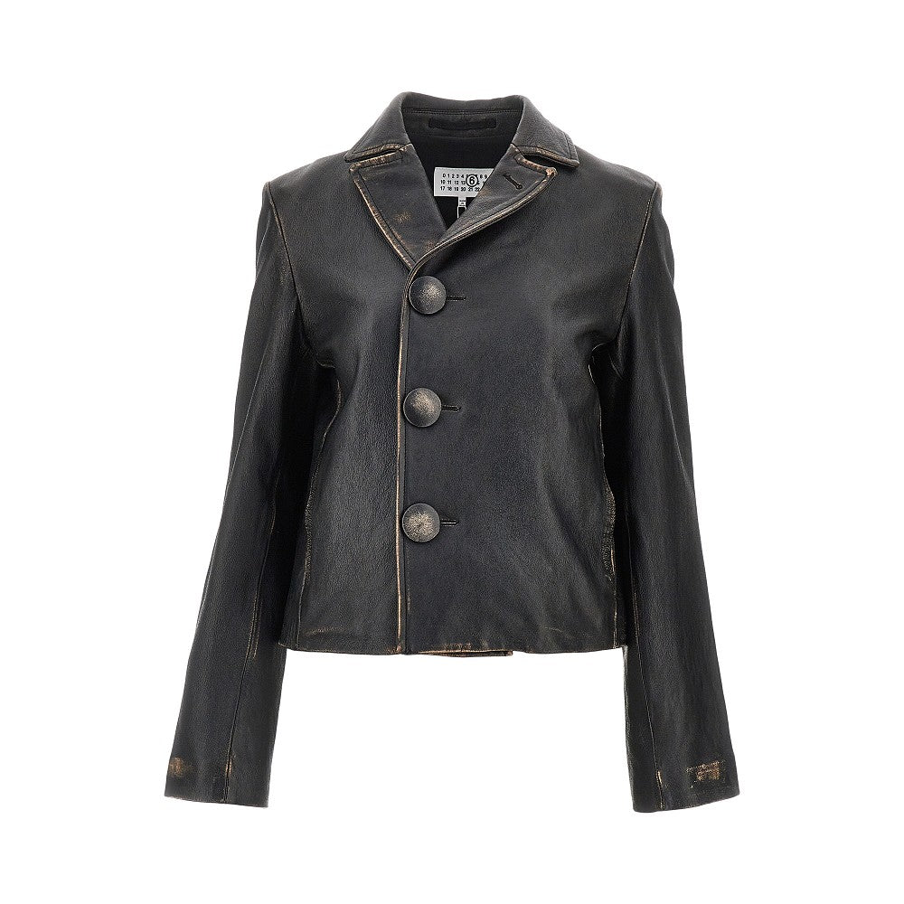 MM6 40 vintage-effect leather jacket