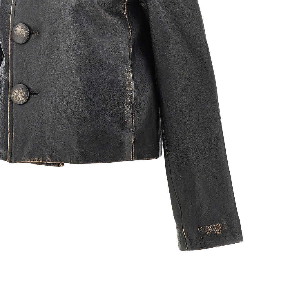 MM6 40 vintage-effect leather jacket