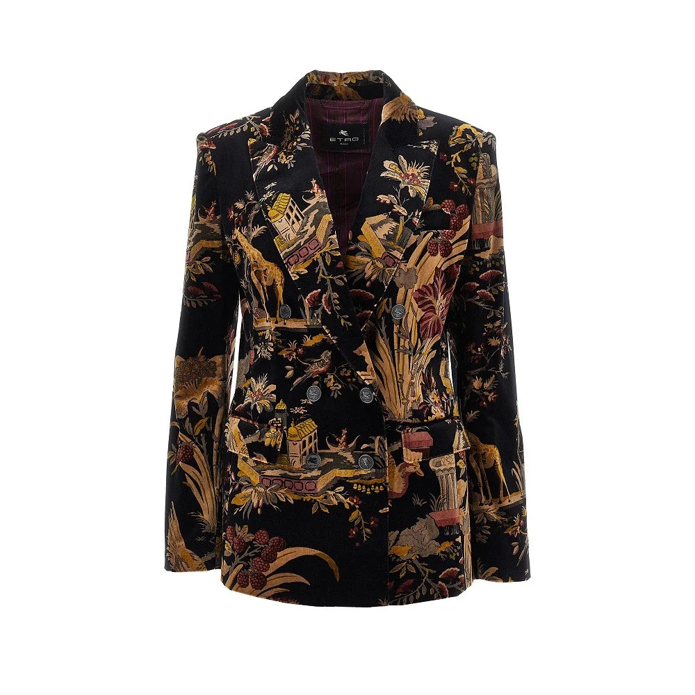 ETRO 44 paisley velvet double-breasted jacket