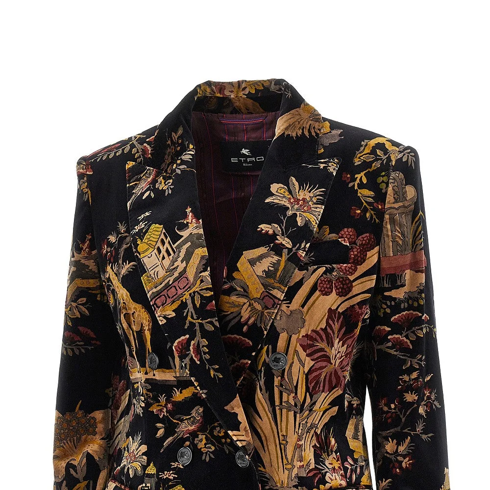 ETRO 44 paisley velvet double-breasted jacket