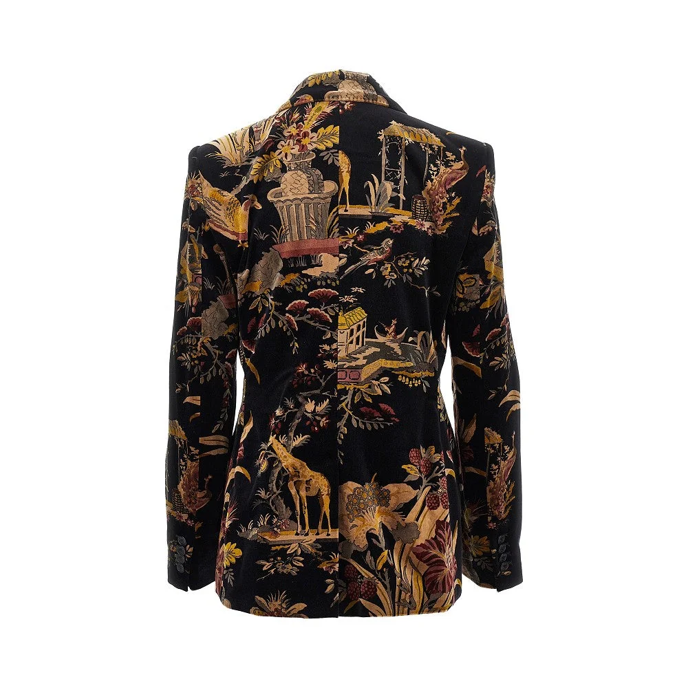 paisley velvet double-breasted jacket