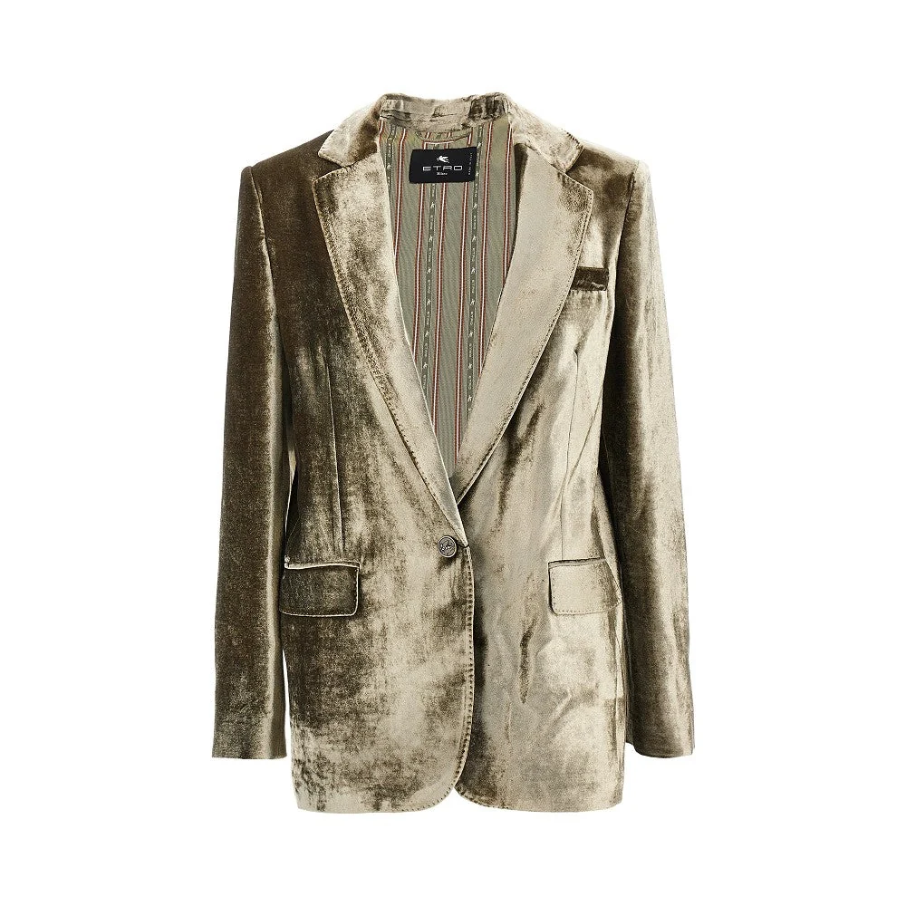 ETRO 44 velvet single-breasted jacket
