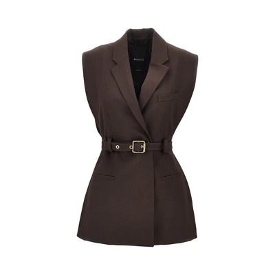 gabardine vest with belt