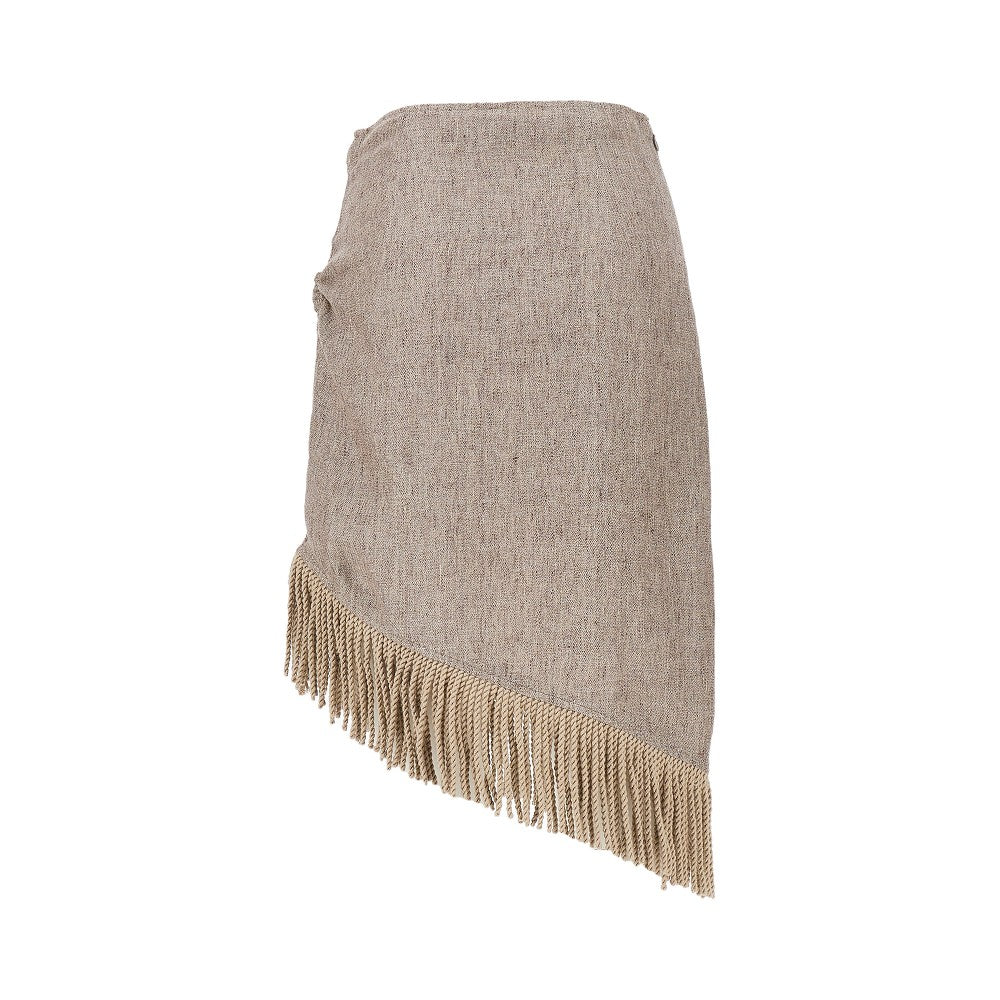 fringed linen canvas skirt