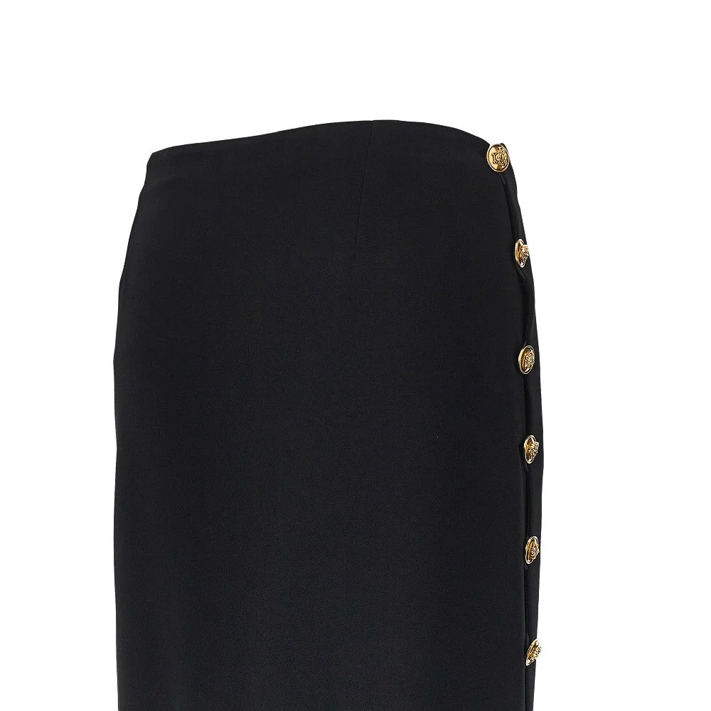 stretch viscose skirt with medusa buttons