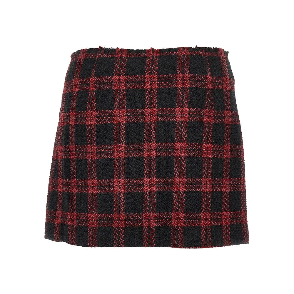 check tweed mini skirt