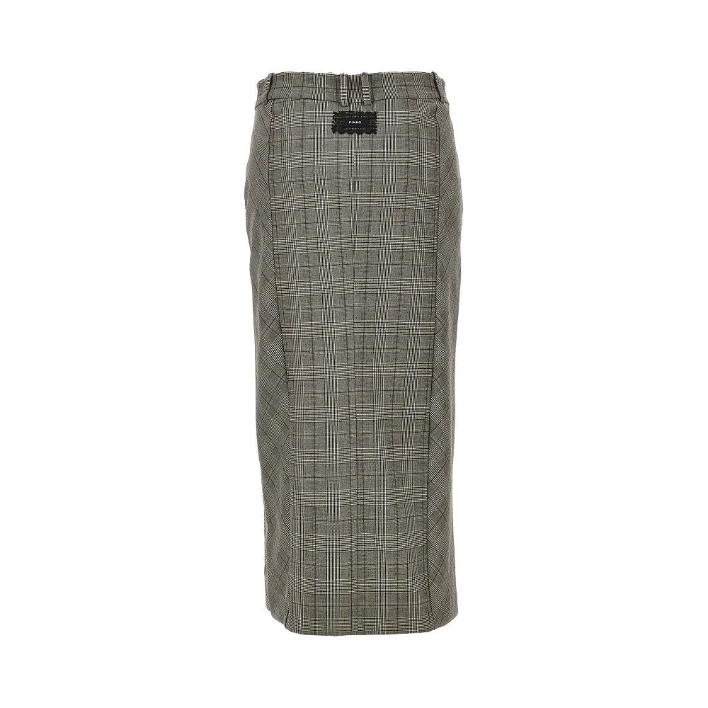 wool-blend midi skirt with check motif