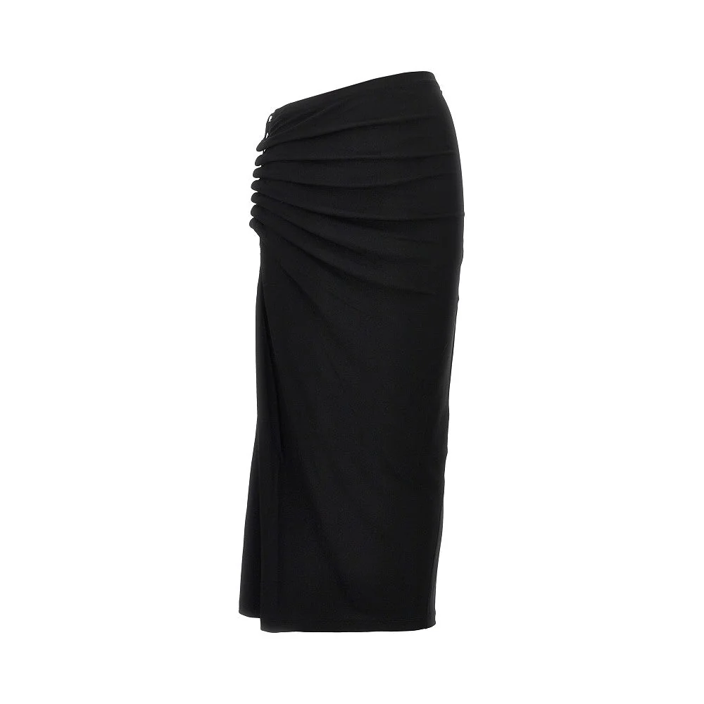 gathered jersey midi skirt