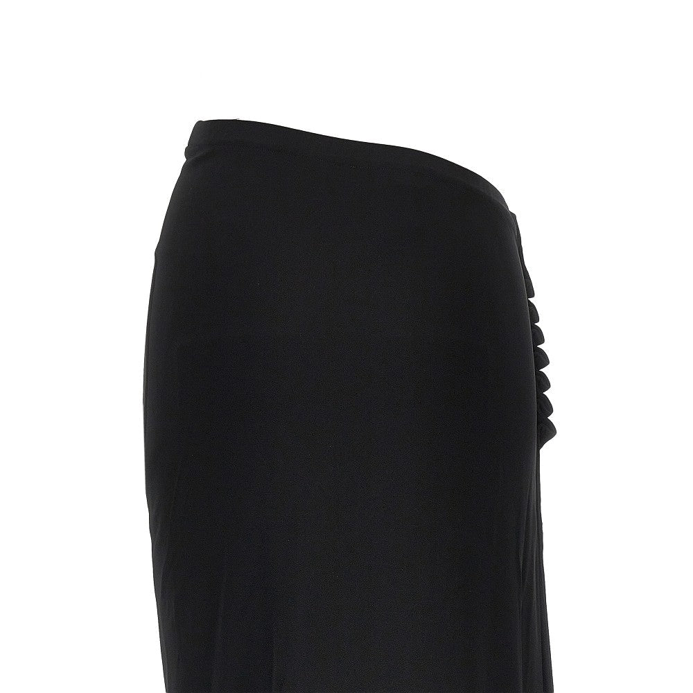 gathered jersey midi skirt