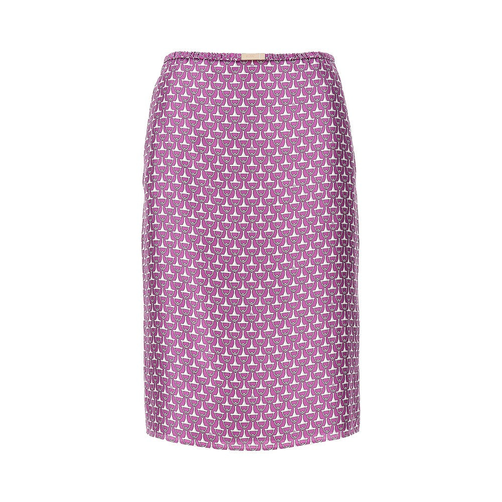 horsebit pattern silk skirt