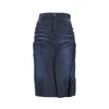 creased denim midi skirt