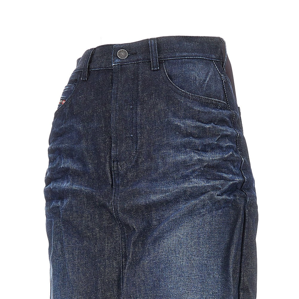 DIESEL 24 creased denim midi skirt