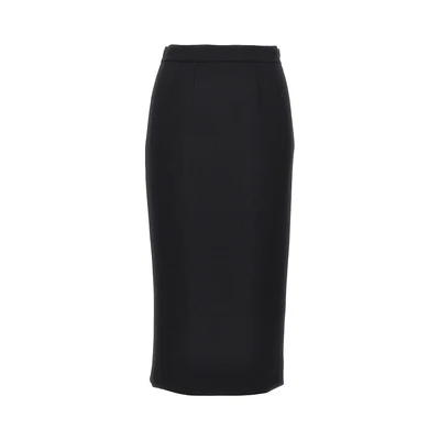 stretch wool midi skirt