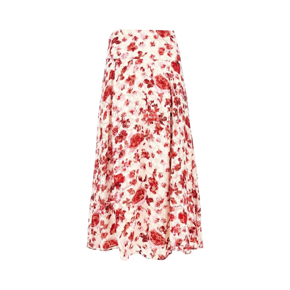 silk-blend hilza long skirt