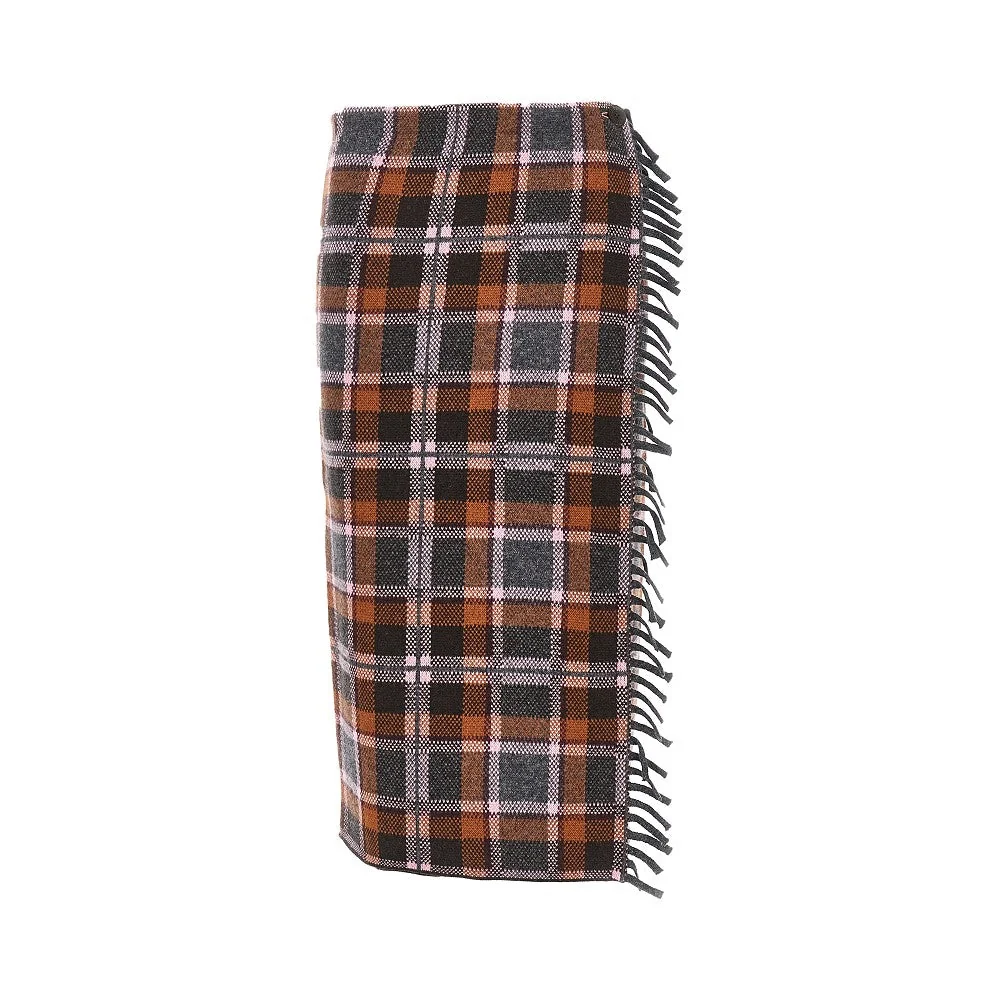GUEST IN RESIDENCE S plaid wrap midi skirt