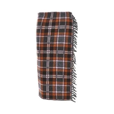 plaid wrap midi skirt