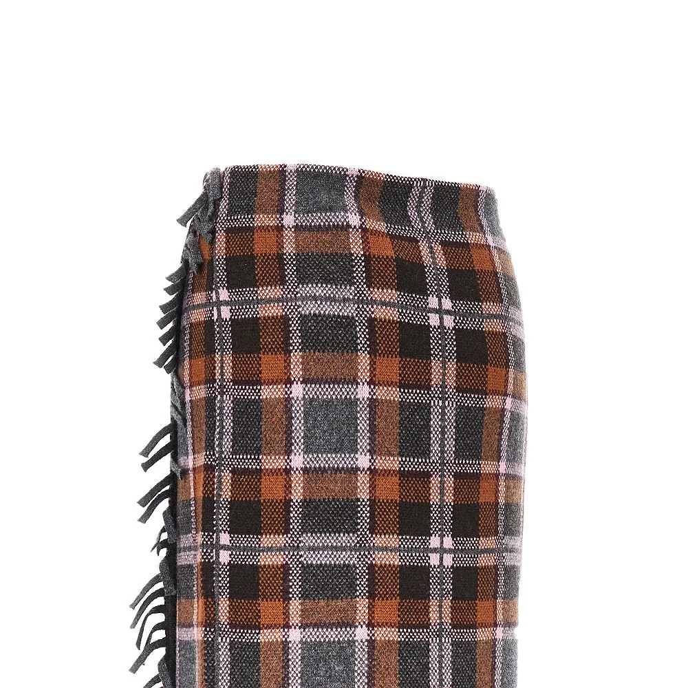 plaid wrap midi skirt