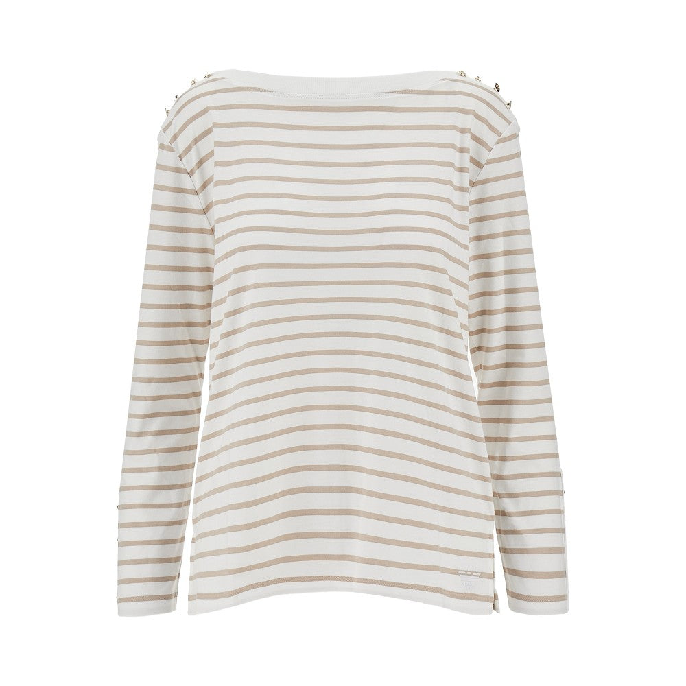 striped t-shirt with buttons