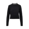 knitted crewneck sweater with crystals