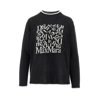 logo intarsia linen sweater