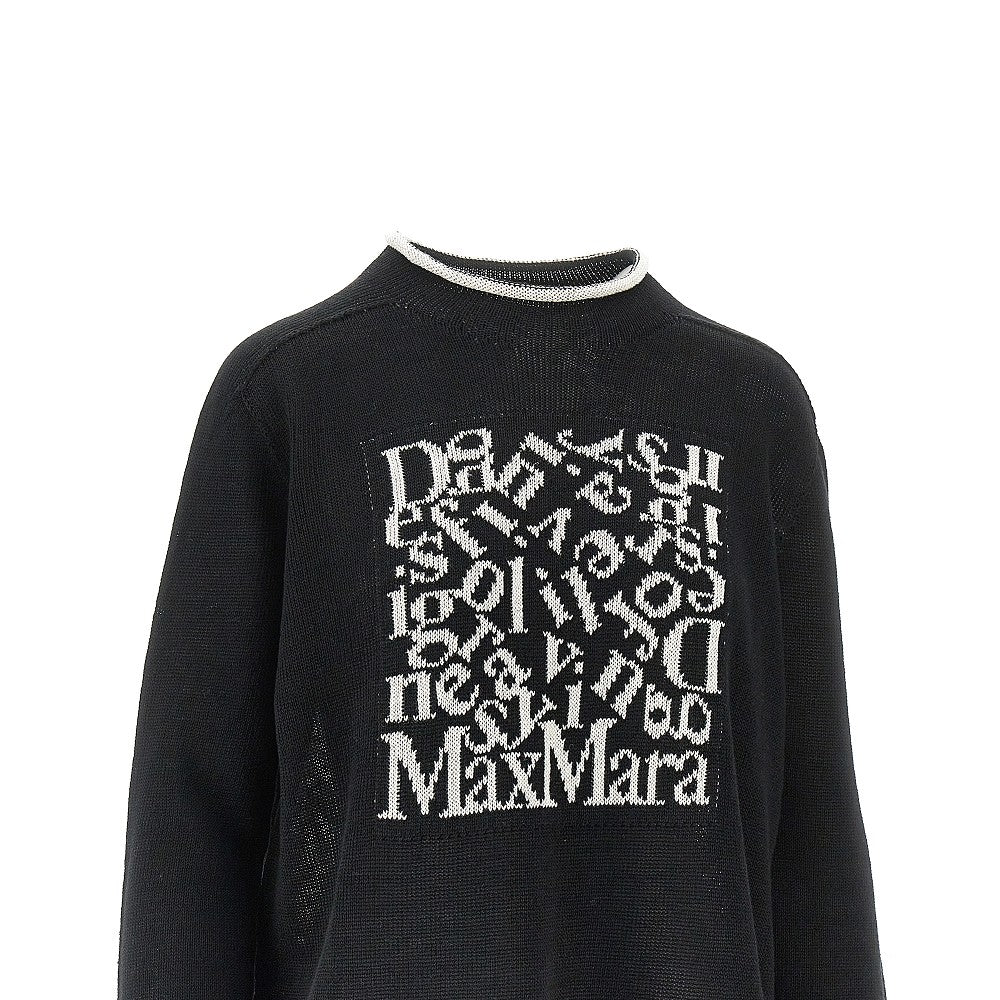 logo intarsia linen sweater