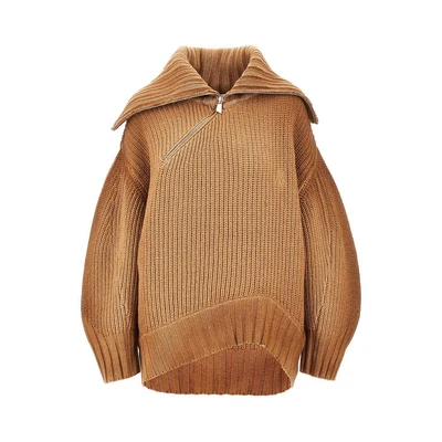 wool and cashmere sweater with slanted zip