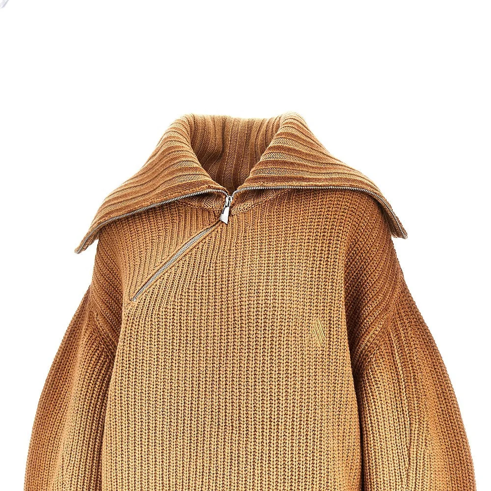 wool and cashmere sweater with slanted zip