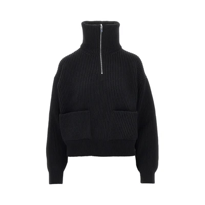 wool and cashmere trucker sweater