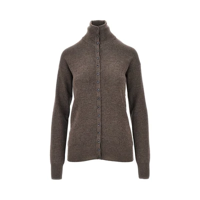 buttoned merino wool top