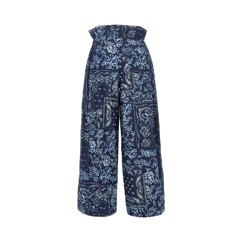 bandana print chambray pants