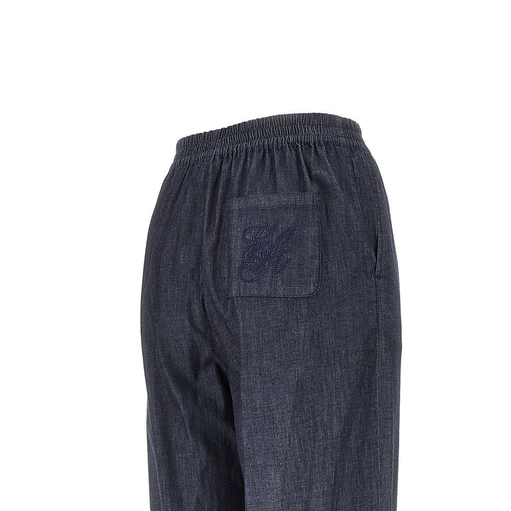 lightweight denim pants with drawstring
