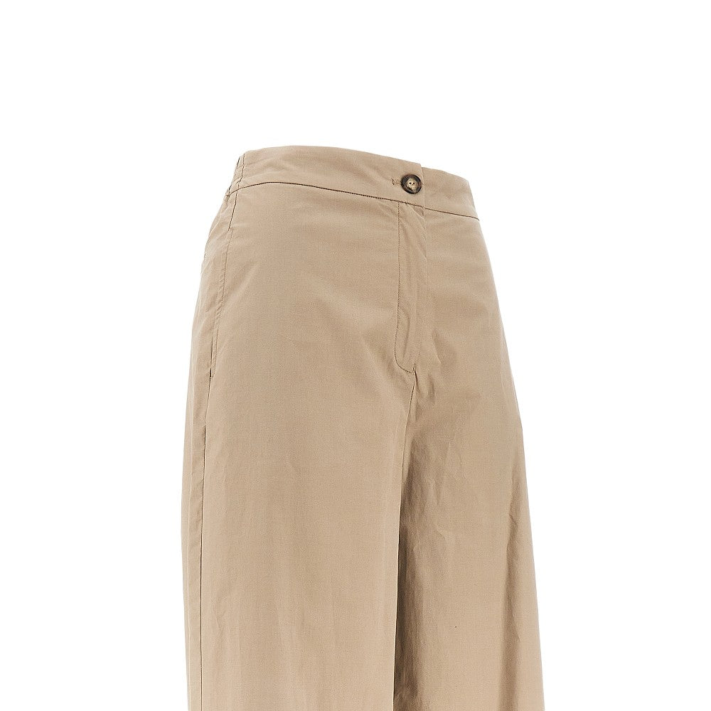 stretch poplin wide leg pants