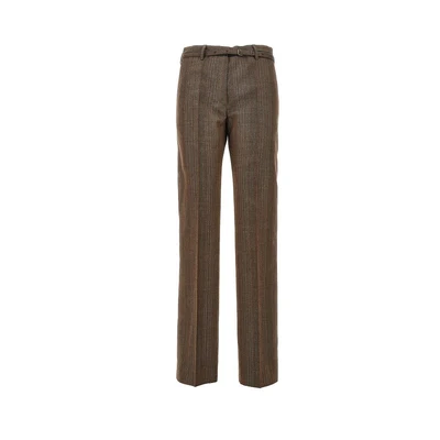 wool straight pants with belt