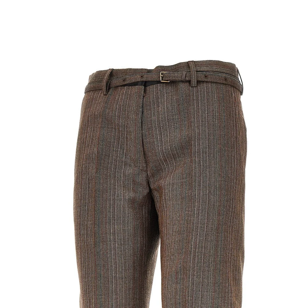 wool straight pants with belt