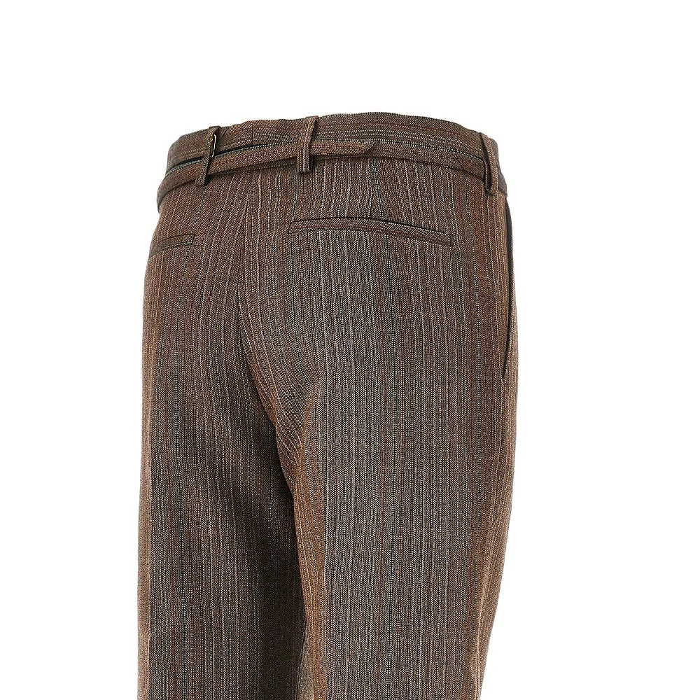 wool straight pants with belt