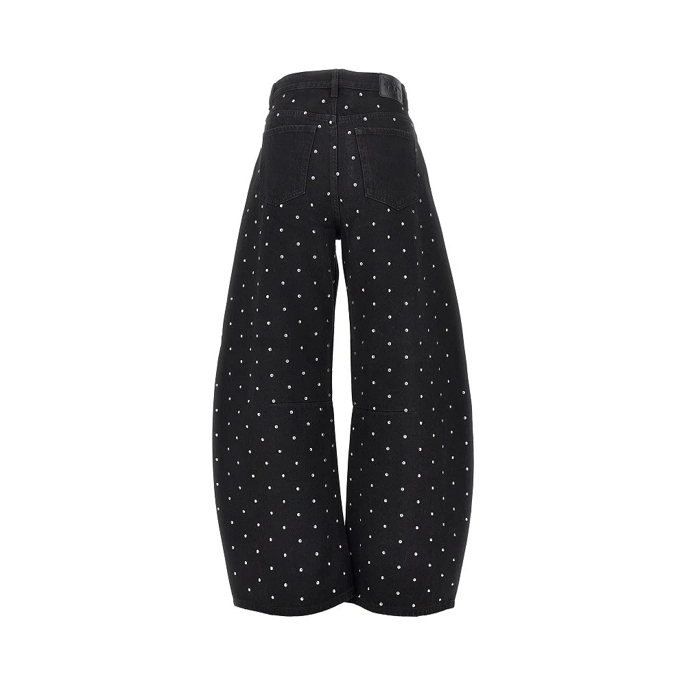 studded barrel fit jeans
