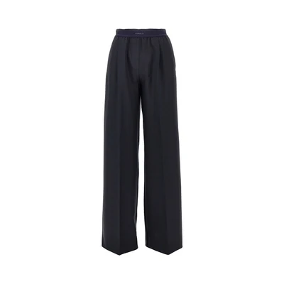 stretch wool-blend wide-leg pants