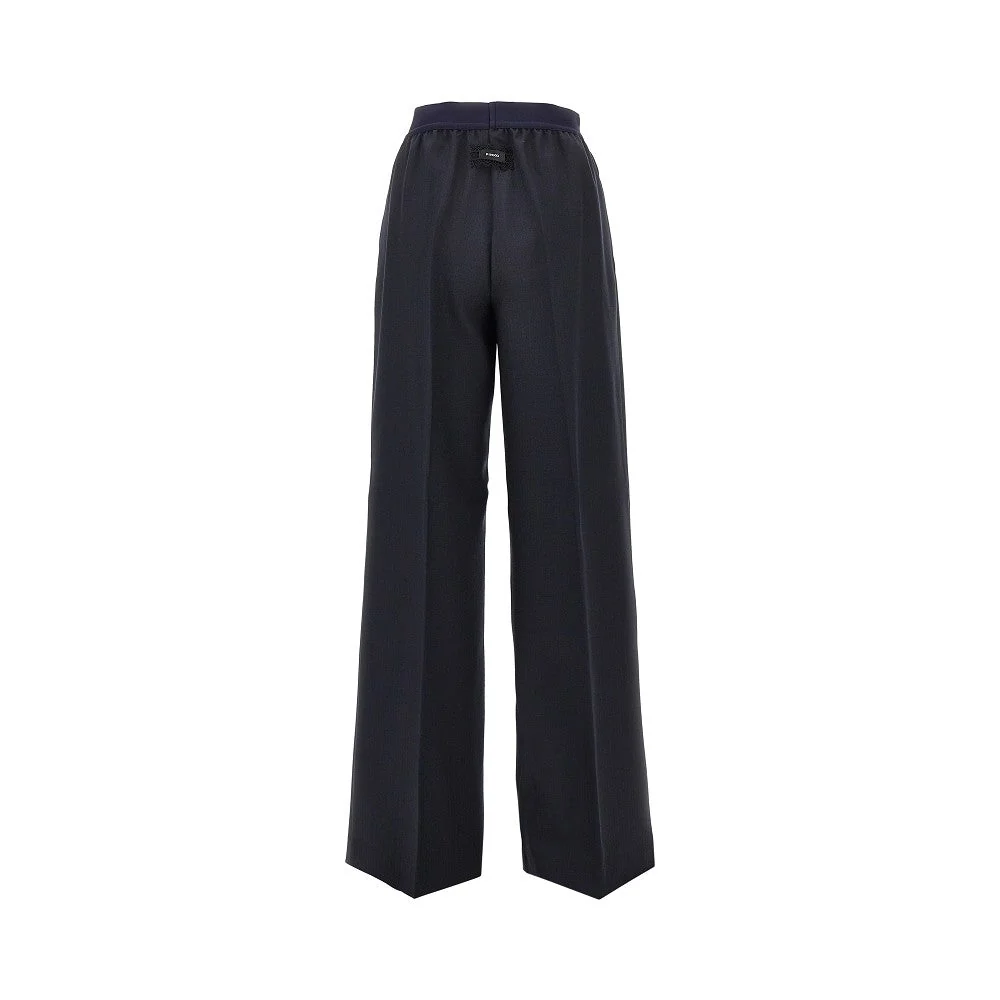 stretch wool-blend wide-leg pants