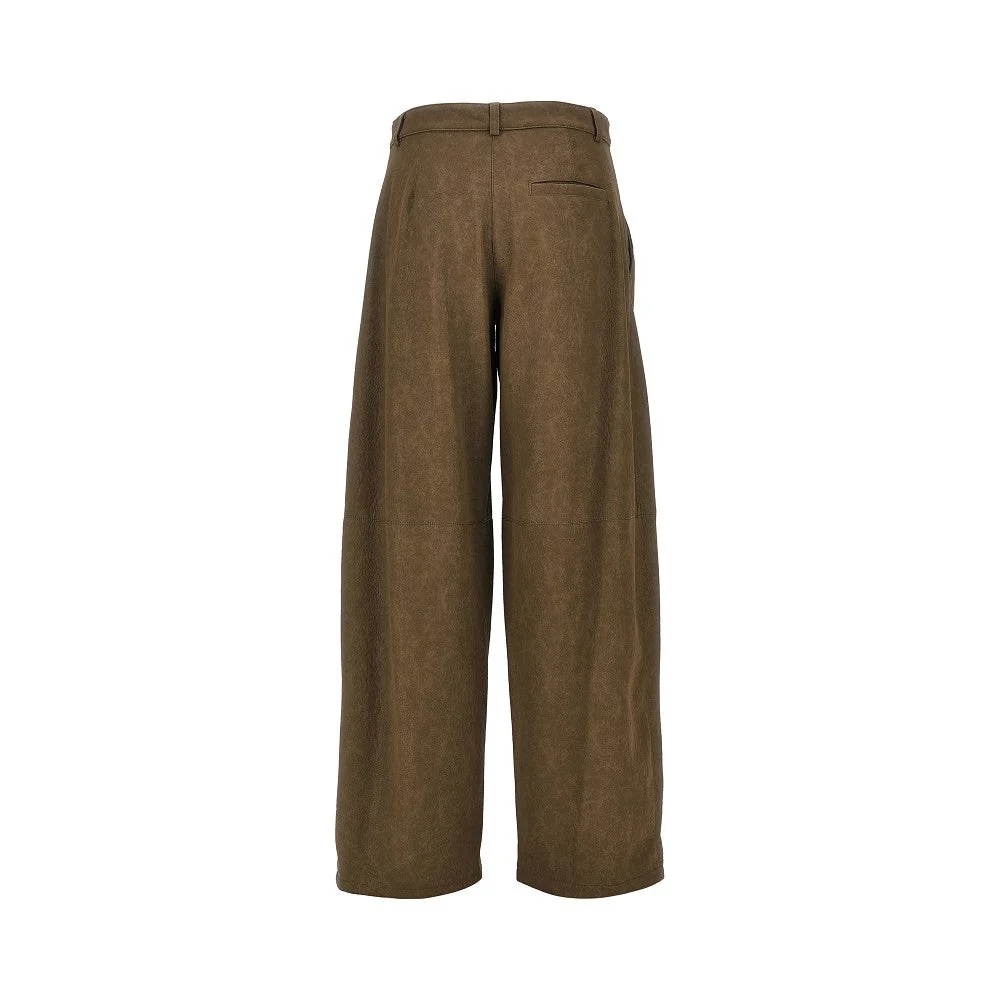 nubuck-effect fabric pants