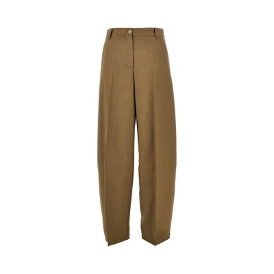wool-blend barrel leg pants