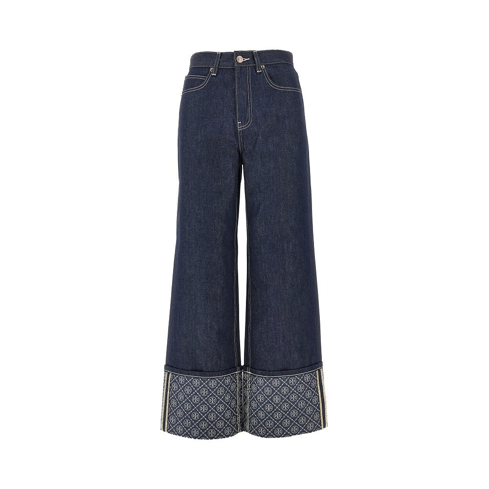 jacquard monogram cuff jeans