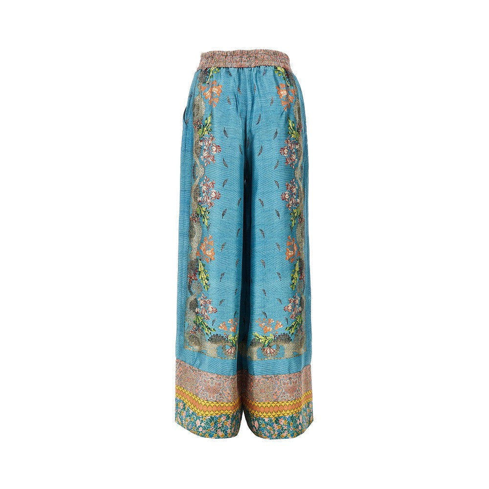 printed silk wide-leg pants