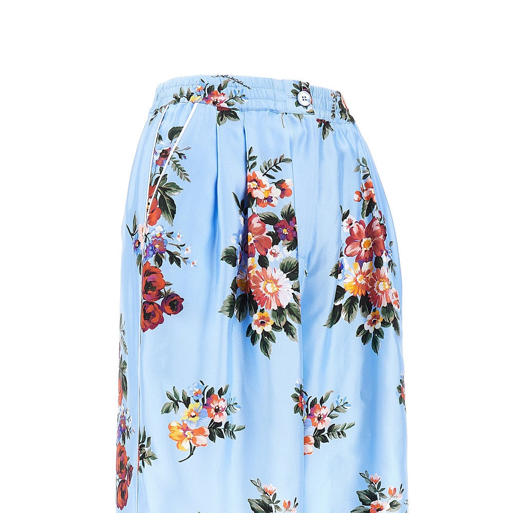 DOLCEamp;GABBANA 44 floral print silk wide leg pants