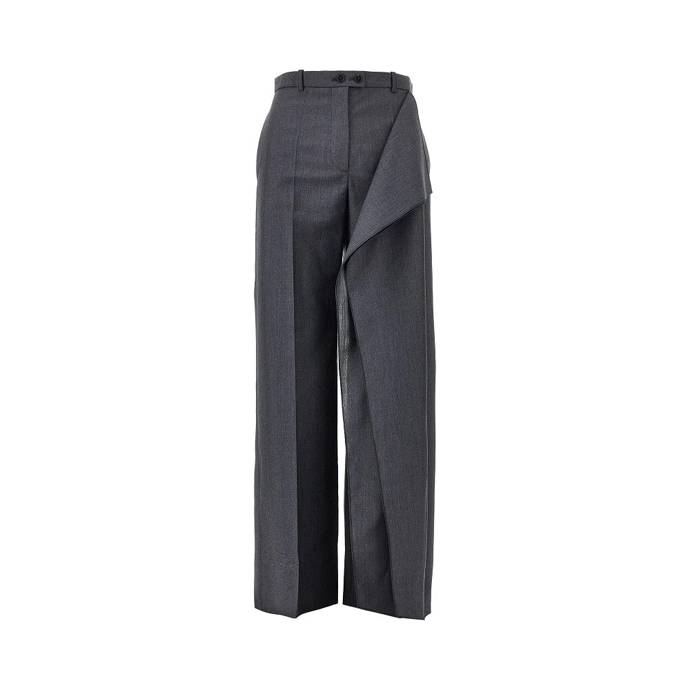 JIL SANDER 40 draped-effect fil-à-fil wool pants