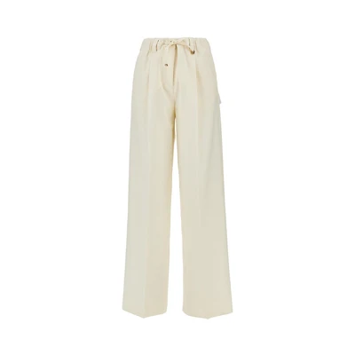 wool gabardine pants with drawstring