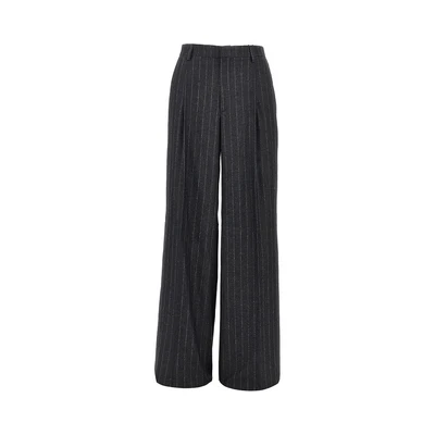 pinstriped wool blend pants with dart